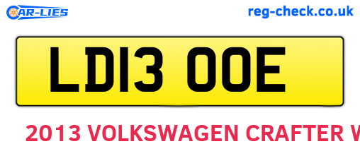 LD13OOE are the vehicle registration plates.