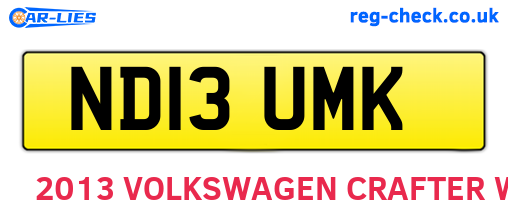 ND13UMK are the vehicle registration plates.