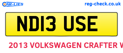 ND13USE are the vehicle registration plates.