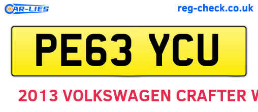 PE63YCU are the vehicle registration plates.