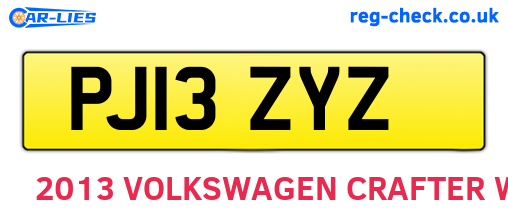 PJ13ZYZ are the vehicle registration plates.