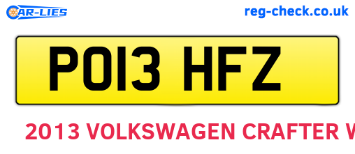 PO13HFZ are the vehicle registration plates.