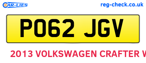 PO62JGV are the vehicle registration plates.