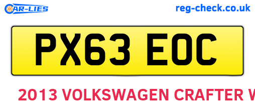 PX63EOC are the vehicle registration plates.