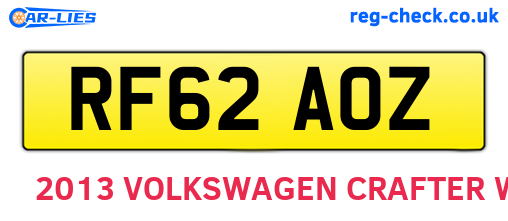 RF62AOZ are the vehicle registration plates.