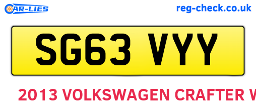 SG63VYY are the vehicle registration plates.