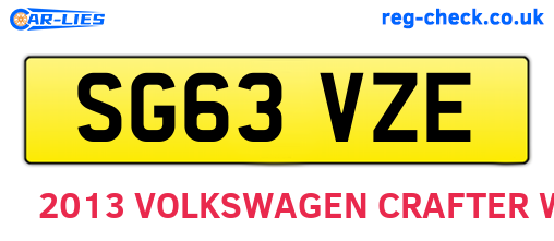 SG63VZE are the vehicle registration plates.