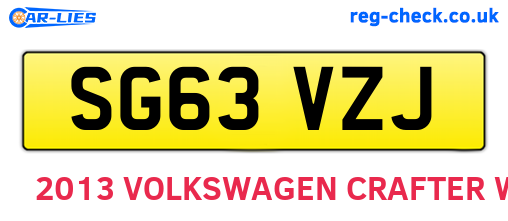 SG63VZJ are the vehicle registration plates.