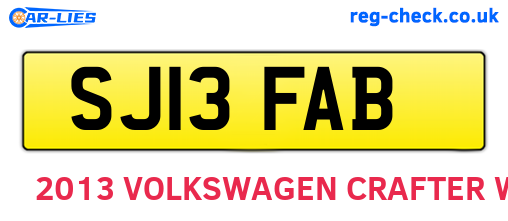 SJ13FAB are the vehicle registration plates.
