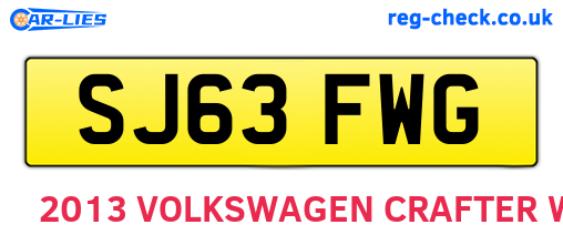 SJ63FWG are the vehicle registration plates.