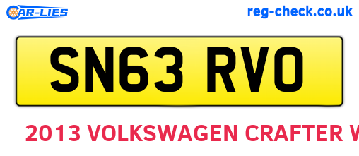SN63RVO are the vehicle registration plates.