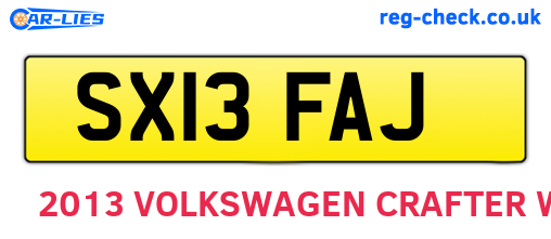 SX13FAJ are the vehicle registration plates.
