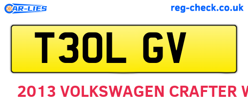 T30LGV are the vehicle registration plates.
