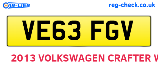 VE63FGV are the vehicle registration plates.