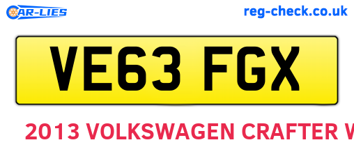VE63FGX are the vehicle registration plates.
