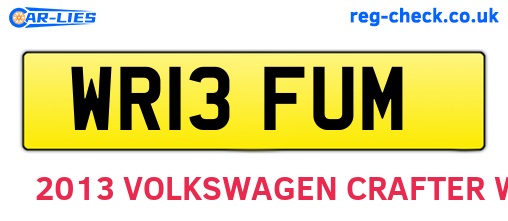 WR13FUM are the vehicle registration plates.