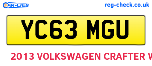YC63MGU are the vehicle registration plates.