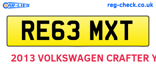 RE63MXT are the vehicle registration plates.