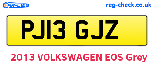 PJ13GJZ are the vehicle registration plates.