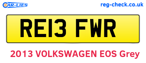 RE13FWR are the vehicle registration plates.