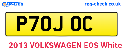 P70JOC are the vehicle registration plates.