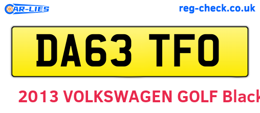 DA63TFO are the vehicle registration plates.