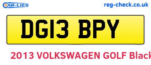 DG13BPY are the vehicle registration plates.