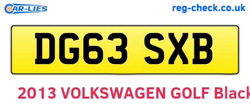 DG63SXB are the vehicle registration plates.