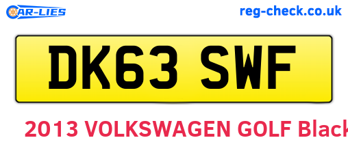 DK63SWF are the vehicle registration plates.