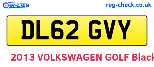 DL62GVY are the vehicle registration plates.