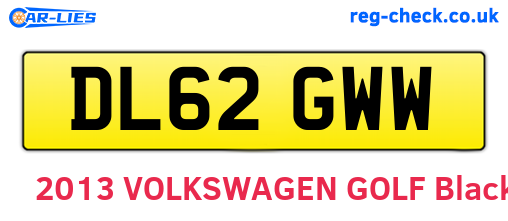 DL62GWW are the vehicle registration plates.