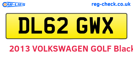 DL62GWX are the vehicle registration plates.