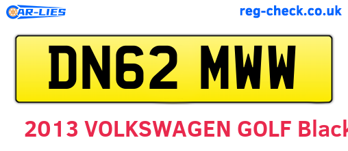 DN62MWW are the vehicle registration plates.
