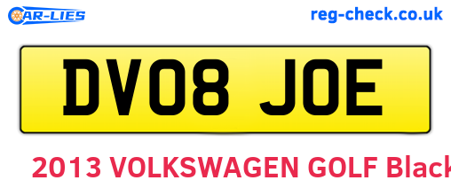 DV08JOE are the vehicle registration plates.
