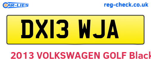 DX13WJA are the vehicle registration plates.