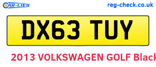 DX63TUY are the vehicle registration plates.