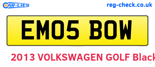 EM05BOW are the vehicle registration plates.