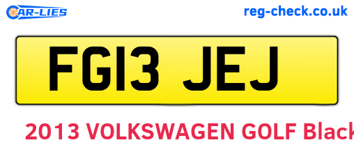 FG13JEJ are the vehicle registration plates.