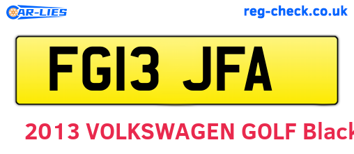 FG13JFA are the vehicle registration plates.