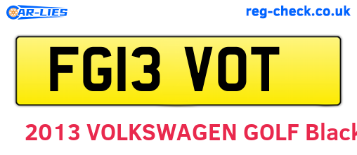 FG13VOT are the vehicle registration plates.