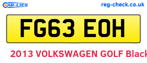 FG63EOH are the vehicle registration plates.