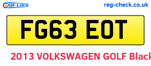 FG63EOT are the vehicle registration plates.