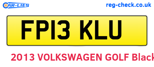 FP13KLU are the vehicle registration plates.