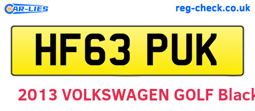 HF63PUK are the vehicle registration plates.