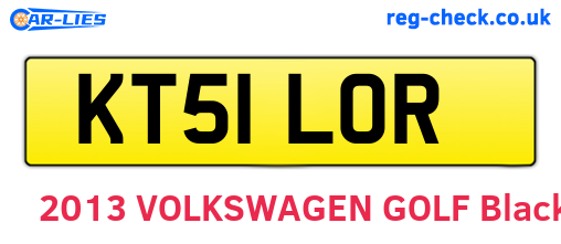 KT51LOR are the vehicle registration plates.
