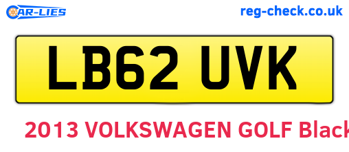LB62UVK are the vehicle registration plates.