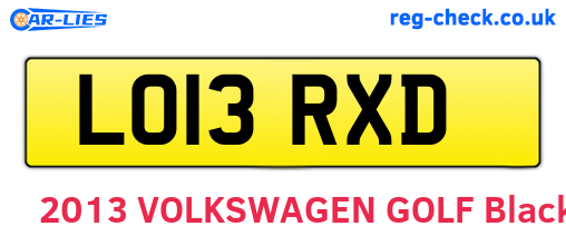 LO13RXD are the vehicle registration plates.