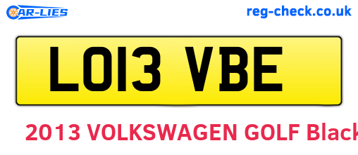 LO13VBE are the vehicle registration plates.