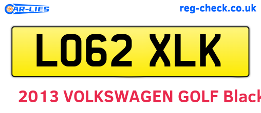 LO62XLK are the vehicle registration plates.