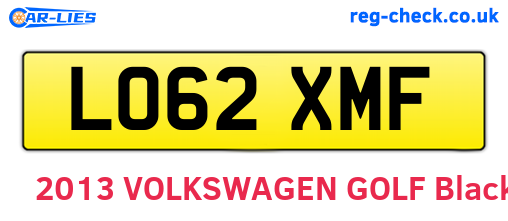 LO62XMF are the vehicle registration plates.